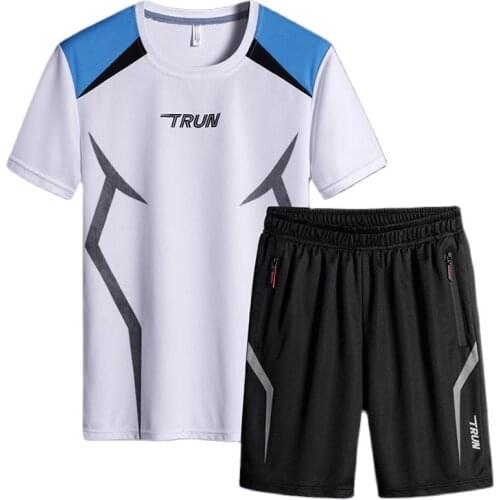 New Summer Thin Round Neck Short Sleeve Shorts Fitness Running Mens Suit Student Basketball Breathable Clothes