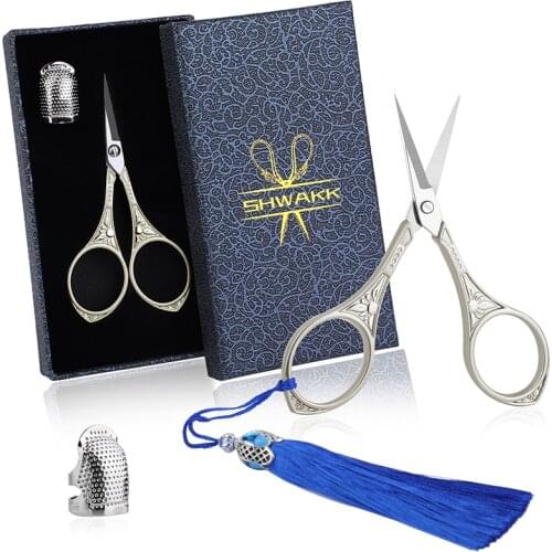 SHWAKK 3 Pcs Tailor Scissors Antique Vintage Scissors Thread Embroidery Scissors With DIY Tools For Fabric