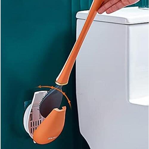 TPR Silicone Water Drop Toilet Brush Wall-Mounted Automatic Opening And Closing Home Toilet Cleaning Brush No Dead Corner Wash