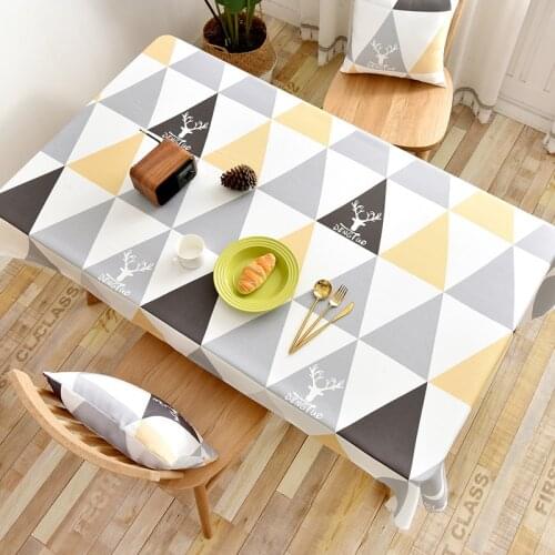 Geometric Print Dinning Table Cover Waterproof Oilcloth for Table Kitchen Rectangular Tablecloths Christmas Decorations 2021