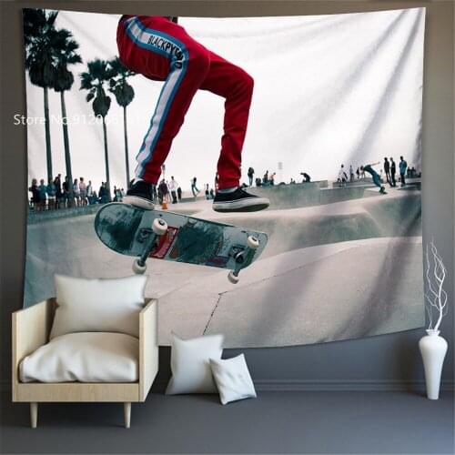 Skateboard Tapestries Popular Sports For Teenager Wall Hanging For Living Room Bedroom Tapestry Yoga Blanket Wall Carpet Decor