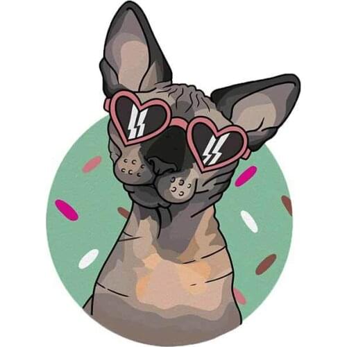 Dawasaru for Retro Sphynx Sunglasses Dog Personality Car Stickers RV Windshield Decal for Motorcycle Refrigerator 13cm*9cm