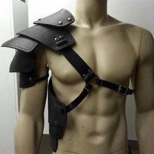 Medieval Viking Battle Knight Pauldrons One Strap Adjustable Leather Shoulder Armor Vintage Masquerade Cosplay