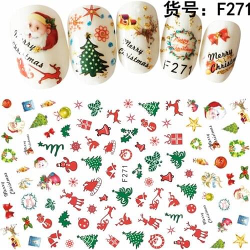 UPRETTEGO SUPER THIN SELF ADHENSIVE 3D NAIL ART NAIL SLIDER STICKER CHRISTMAS XMAS SNOW MAN JINGLE BELL F271-280