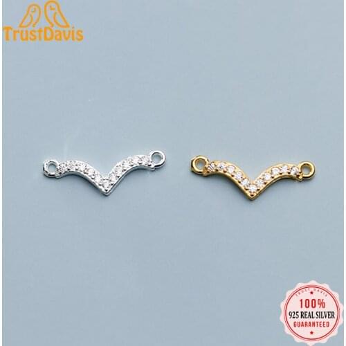 TrustDavis 2021 Fashion Real 925 Sterling Silver Sweet Fly Shiny CZ Charm Pendant Handmade DIY Accessories Fine Jewelry DZ303