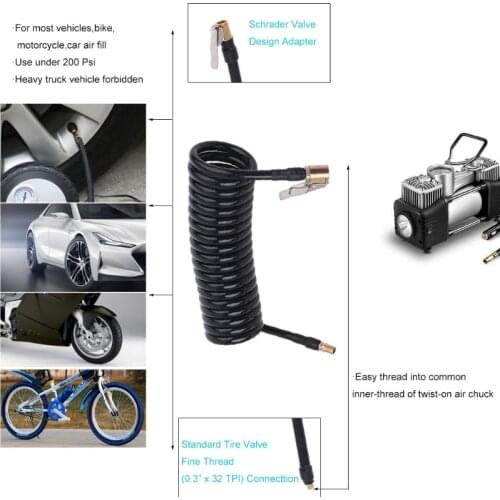 10/16/23/49 ft Recoil Air Hose Air Compressor w Fine Thread & Self-Locking Chuck M89B