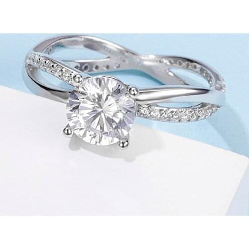 Trendy 100% 925 Sterling Silver Created Real 1 Carat D Color Moissanite Wedding Rings For Women Lovely Party Fine Jewelry Gift