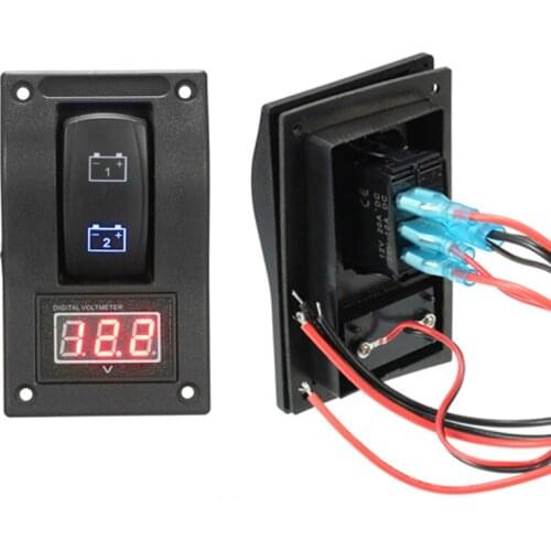 12V Rocker Switch panel Dual Battery Test Panel ON/OFF/ON Momentary rocker switch panel LED Voltage For Car Truck Marine Boat