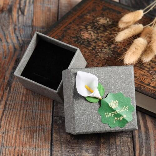 20 Pieces Grey Organize Retro Kraft Paper Favour Rings Earrings Jewelry Packing Box Gift Boxes Casket For Jewellry