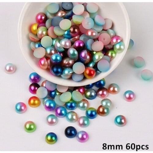 3/4/5/6/8mm Mermaid Color Pearl Mixed Random Half Round Flatback ABS Pearls Beads For DIY Nail Craft Scrapbook Decoration