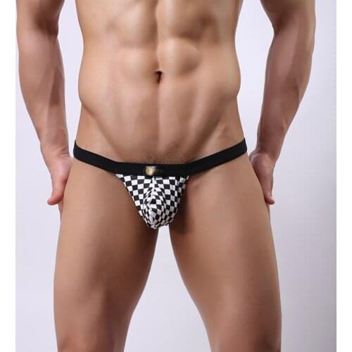 3PCS Super Sexy Plaid Men 's Underwear Black and White High Quality Briefs New Stylish Man Underpants Low Waist Polyester Briefs