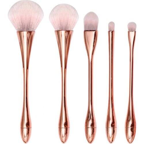 5Pcs/Set Waist Brush Electroplating Multifunctional Plastic Soft Hair Small Waist Beauty Makeup Tools for Cosmetic
