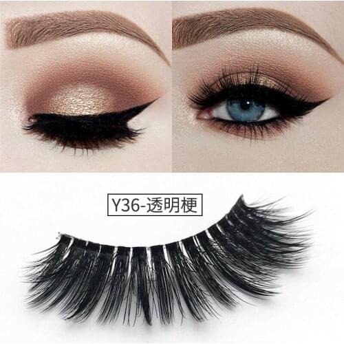 1 Pair Individual 3D Mink Lashes Natural Transparent Band Crisscross Soft Fake Eyelashes Reusable Thick Lashes Faux Cils Makeups