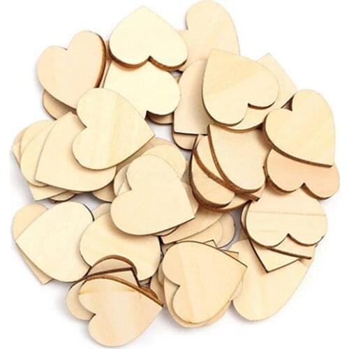 50% Hot Sale 50Pcs Wooden Love Hearts Shapes DIY Hanging Heart Plain Craft Wedding Table Scatter Decor Rustic Wedding Decor