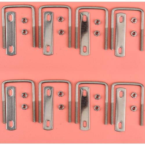 8 Sets 304 Stainless Steel Square U-Bolts M6 50mm Inner Width With Nut Plate For Boat Plumbing Home Industrial Applications