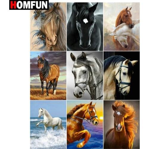 HOMFUN 5d Diamond Painting Full Square/Round ‘’Horse ocean" Picture Of Rhinestone DIY Diamond Embroidery Home Decor