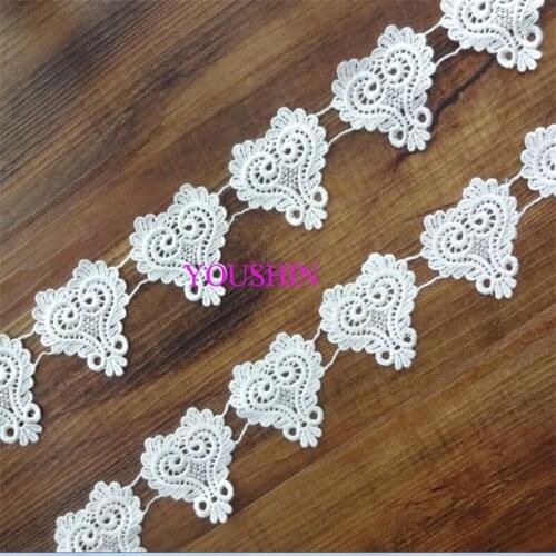 Free Shipping 6Yds 60mm ivory Fabric Flower Venise Venice Lace Trim Applique Sewing Craft W0300