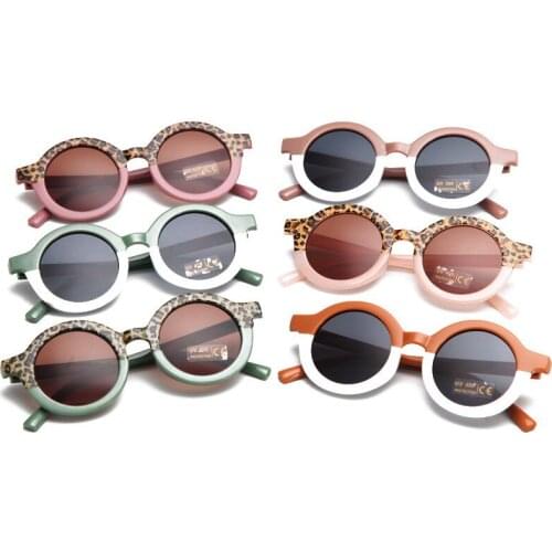 2021 New Children Boy Girl Cute Leopard Double Color Bear Shape Round Sunglasses Kids Vintage UV400 Protection Classic Hot Money
