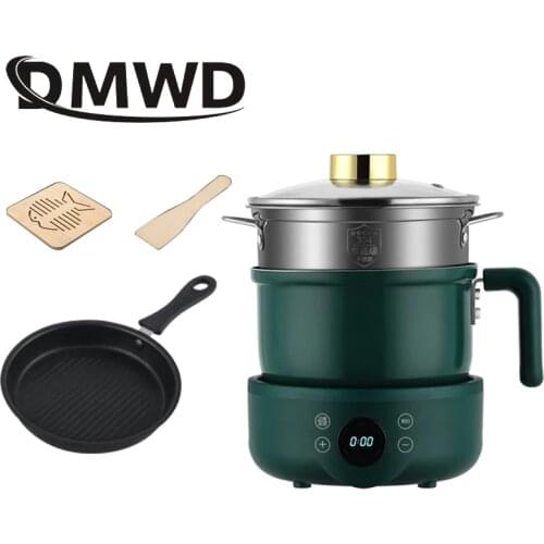 Electric Skillet Noodle Pasta Cooker 1.8L Hotpot Egg Omelette Cooking Wok Heater Soup Stew Pot Non-stick Frying Pan Food Steamer