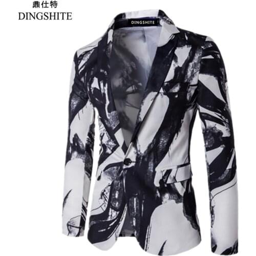 DNGSHITE Autumn and Winter New Mens Fashion Suit Casual Coat Print Jacket Tops