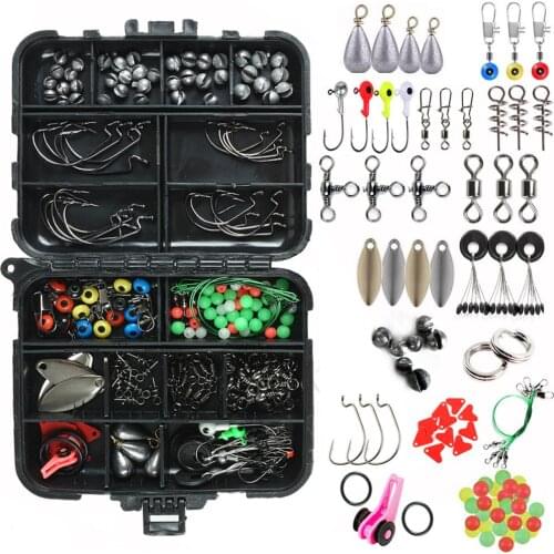 Hot Sale 188PCS Fishing Accessories Kit Gadget Set Sea Fishing Rock Fishing Set Box Swivel Crank Hook Plumb Dropshipping