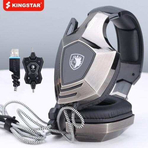 KINGSTAR Gaming Headset 7.1 Surround Sound USB Headphones with Microphone HiFi Bass Over Ear Earphones for PC Gamer Laptop