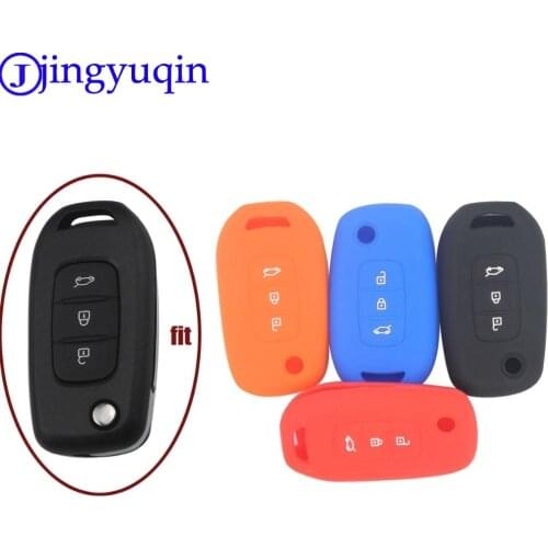 Jingyuqin Silicone Remote flip Car Key Case Cover For Renault Megane 3 Buttons protect Holder Accessories