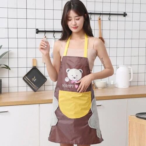 ASFULL erasable hand apron kitchen apron happy bear waterproof oil-proof apron apron house fashion apron women