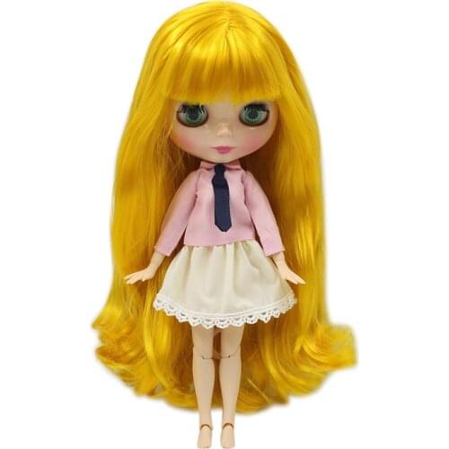ICY DBS Blyth Doll 1/6 bjd long yellow mango hair joint doll shiny face 30cm toy special offer