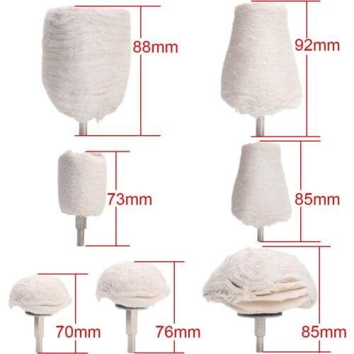 7 PC Polishing Buffing Wheel Kit with Shafts Pure Cotton Cloth Set 6mm for Surface Polishing Treatment of Metal Stainless Steel