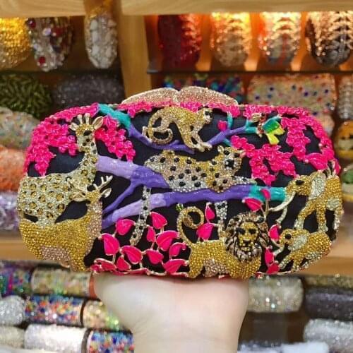 Newest Hasp Crystal Evening Clutch Bags With Chains For Womens Party Wedding Bridal wallet Toiletry Handbags bolsa feminina box