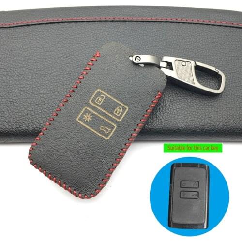 2018 Latest Leather Car Key Case Protector Shield Cover Keyless Entry Remote Fob for Renault Koleos Megane Scenic Kadjar Sandero
