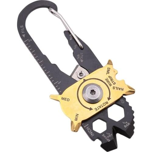 20 in 1 Camping Equipment Outdoor Multi Tools Key Buckle Pocket Keychain Survival Tool Climbing Hiking Accessories EDC Gear
