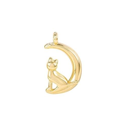 Factory Wholesale Plating Gold Color Brass Cat Charms Pendants Necklace And Bracelet Earring Diy Jewelry Accessories
