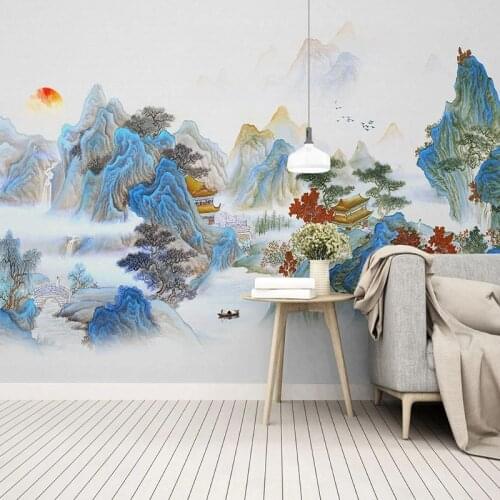 Custom 3D Wallpaper Chinese Style 3D Abstract Mountain Landscape Mural Wallpaper Living Room TV Sofa Bedroom Study Home Decor 3D