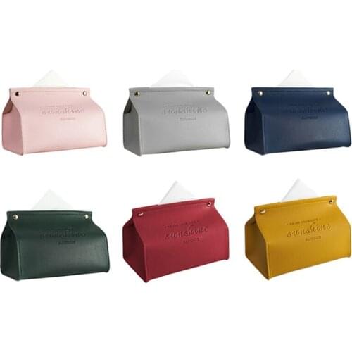 Rectangular Tissue Box PU Leather Case Napkin Holder Paper Towel Cover Sleeve Desktop Organizer for Home Office Car