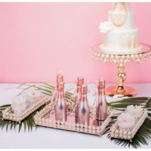 Rectangular Pearl Tray Cake Pancake Stand Cosmetic Jewelry Storage Tray