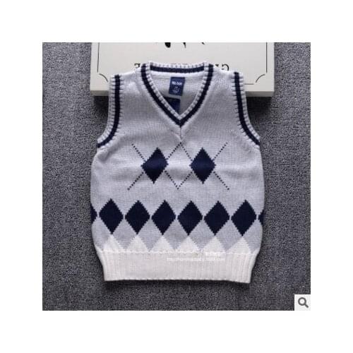 Hot sale Spring autumn 100% cotton baby cardigan boys V-neck sweater vest kids waistcoat girls boys sweaters for 2-8T