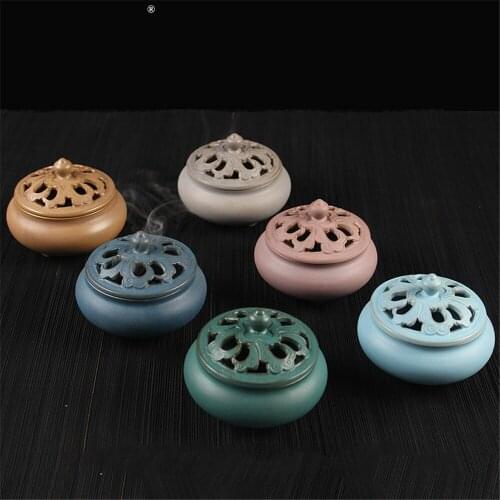 Colorful Coil Incense Burner Ceramic Stick Incense Holder Aromatherapy Censer for Home Buddhist Temple Incense Base Zen Z261