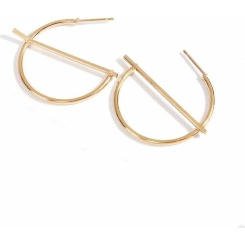 Personality Simple Metal Geometric Round C-Type Wild Earrings Ear Ring Temperament Exaggerated Earrings Accessories