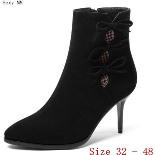 Spring Autumn High Heels Women Ankle Boots High Heel Shoes Woman Short Boots Small Plus Size 32 - 48
