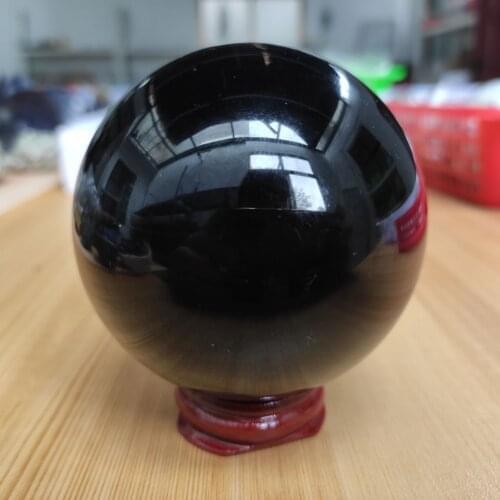 7-8cm Natural black obsidian sphere crystal Quartz Globe Ball Rock stone and Mineral Chakra Reiki Healing Home decoration