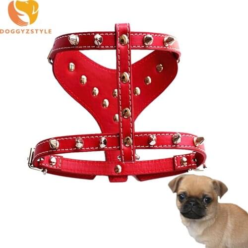 Punk Dog Harness PU Leather Studded Rivets Safe Walking Collar Small Medium Dogs Vest Harness Strap Pet Supplies 3 Colors