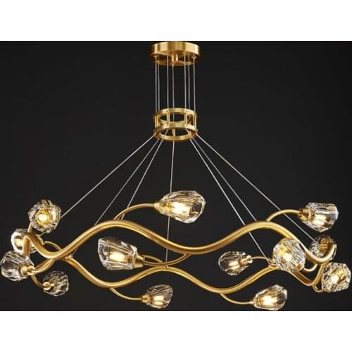Modern Lustre Copper Led Chandeliers Lighting Crystal Led Chandelier Lamp Living Room Decor Hanging Light Suspension Luminaire