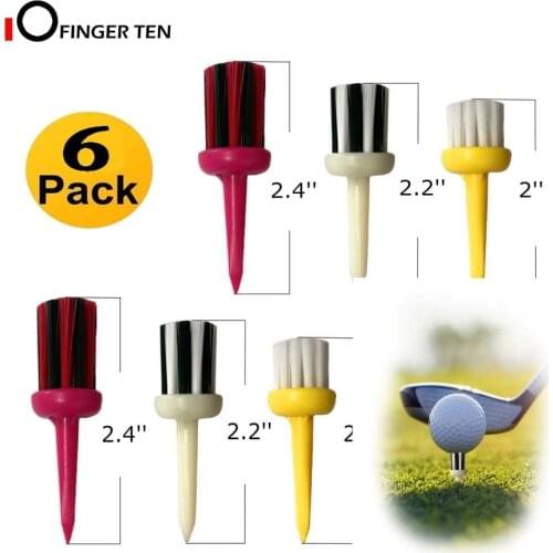 6 Pcs Brush Golf Tees Durable Plastic Mixed Height 2.0 2.2 2.4 Inch Low Friction for Golfer Practice