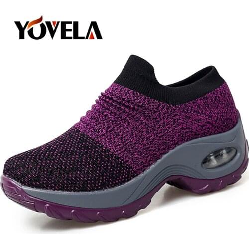Fashion Women Platform Air Cushion Shoes Breathable Mesh Casual Shoes Woman Slip-on Comfortable High Quality Dancing Ladies Shoe