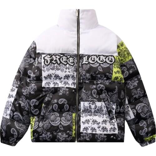 Men Winter Jackets Hip Hop Flowers Windbreaker Mens Basic Jackets Coats Zipper Warm Jackets Bomber Coats