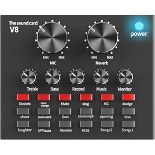 V8 Audio USB External Sound Card Headset Microphone Live Sound Card Live Broadcast for Mobile Phone Computer