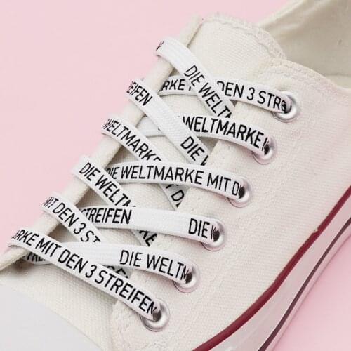 Weiou Silk Screen String 7MM German Letters Printed Lace Personalized Text Expression In Lacet Fashion Canvas Easy Tie Cordones