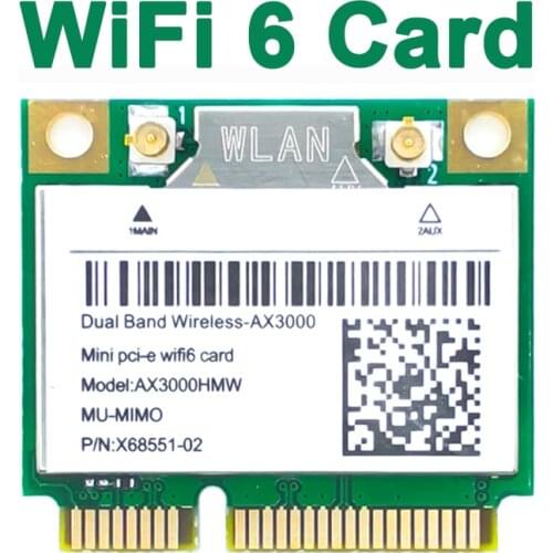 Wifi 6 Card AX3000HMW 3000Mbps Bluetooth 5.1 For Intel AX200 Wireless Mini PCI-E Wifi Card 802.11ax/ac 2.4G/5Ghz Adapter